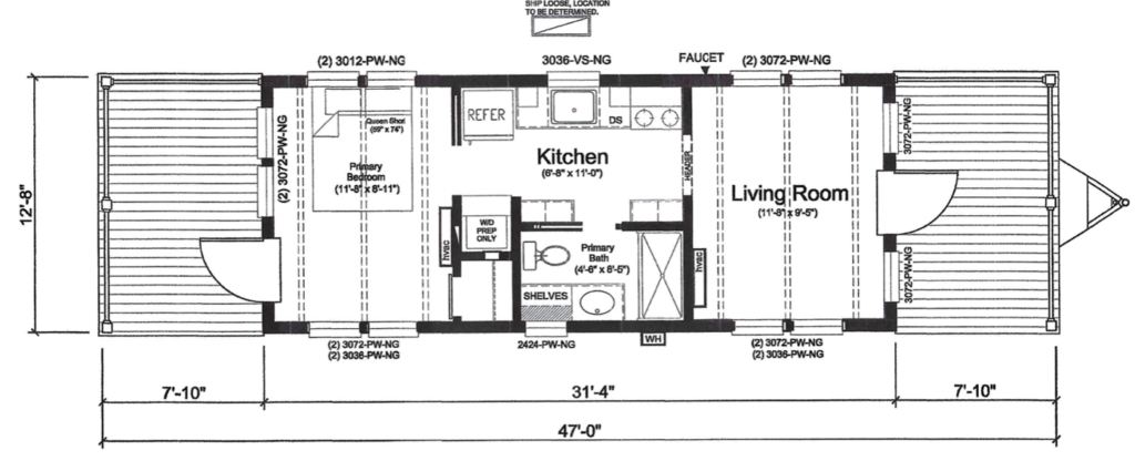 Floor plan for The Collins – $99,500 + Sales Tax, Tag, Title, and Delivery