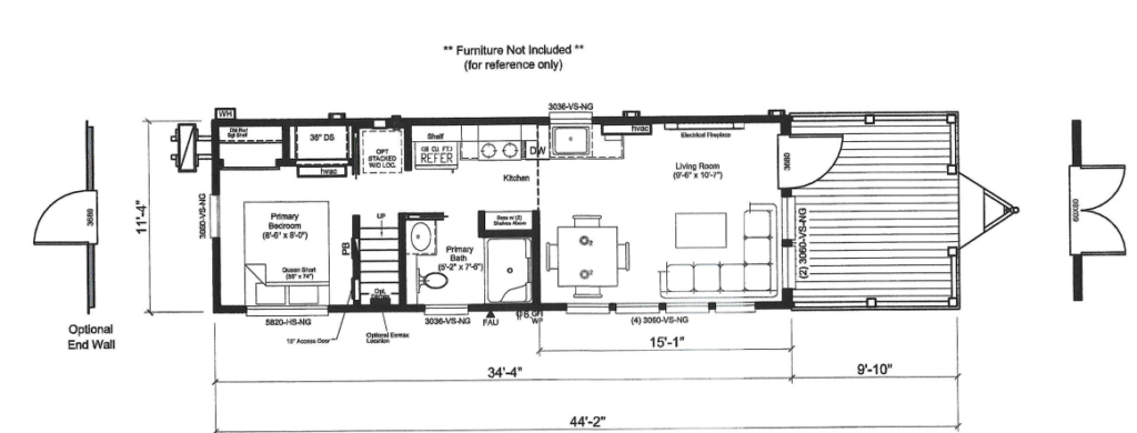 Floor plan for The SEASHORE II – $115,700.00 +  sales tax, tag, title & delivery fees