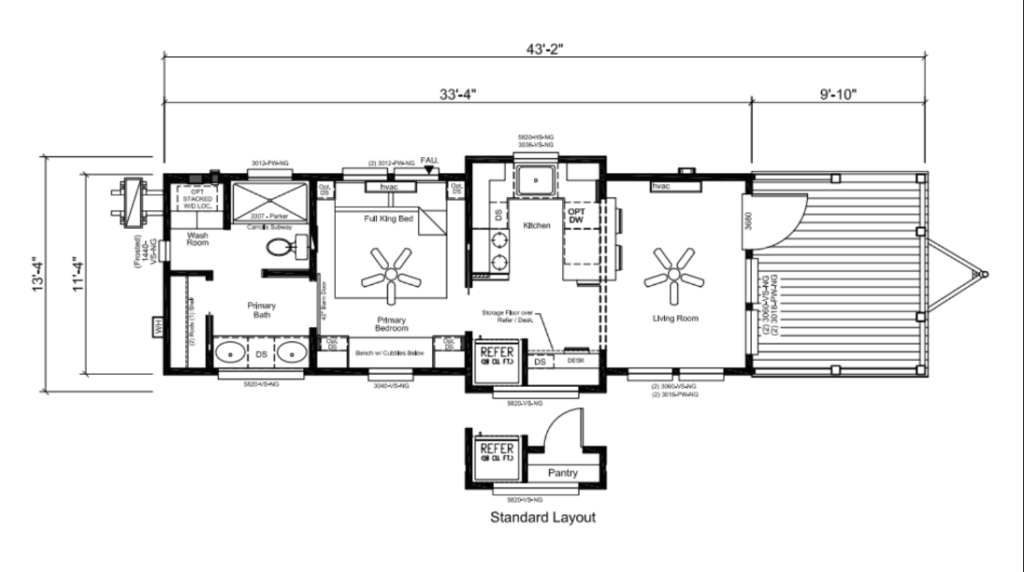Floor plan for ***AVAILABLE NOW*** SUNSET RETREAT – $119,200 + SALES TAX, TAG, TITLE, & DELIVERY FEES