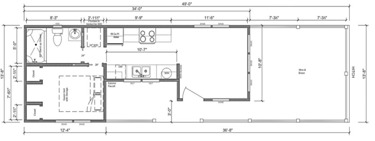 Floor plan for ***AVAILABLE NOW***THE TROUT – $99,500 PLUS SALES TAX, TAG, TITLE & DELIVERY FEES