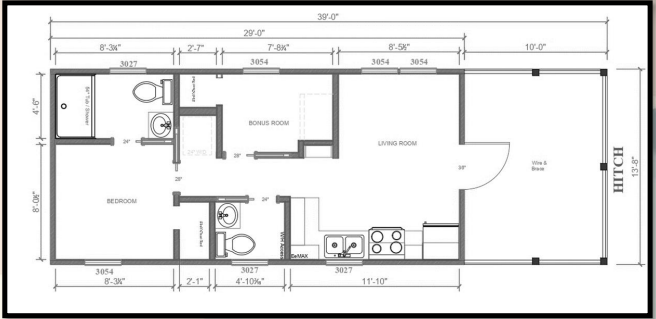 Floor plan for THE MAGNOLIA W/STARGAZING PORCH -REDUCED to $125,000 PLUS SALES TAX, TAG, TITLE & DELIVERY FEES