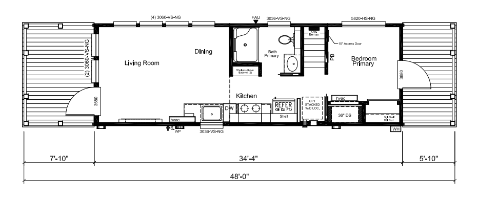 Floor plan for ***AVAILABLE NOW***2-PORCH SEASHORE II – $109,000 PLUS SALES TAX, TAG, TITLE & DELIVERY FEES