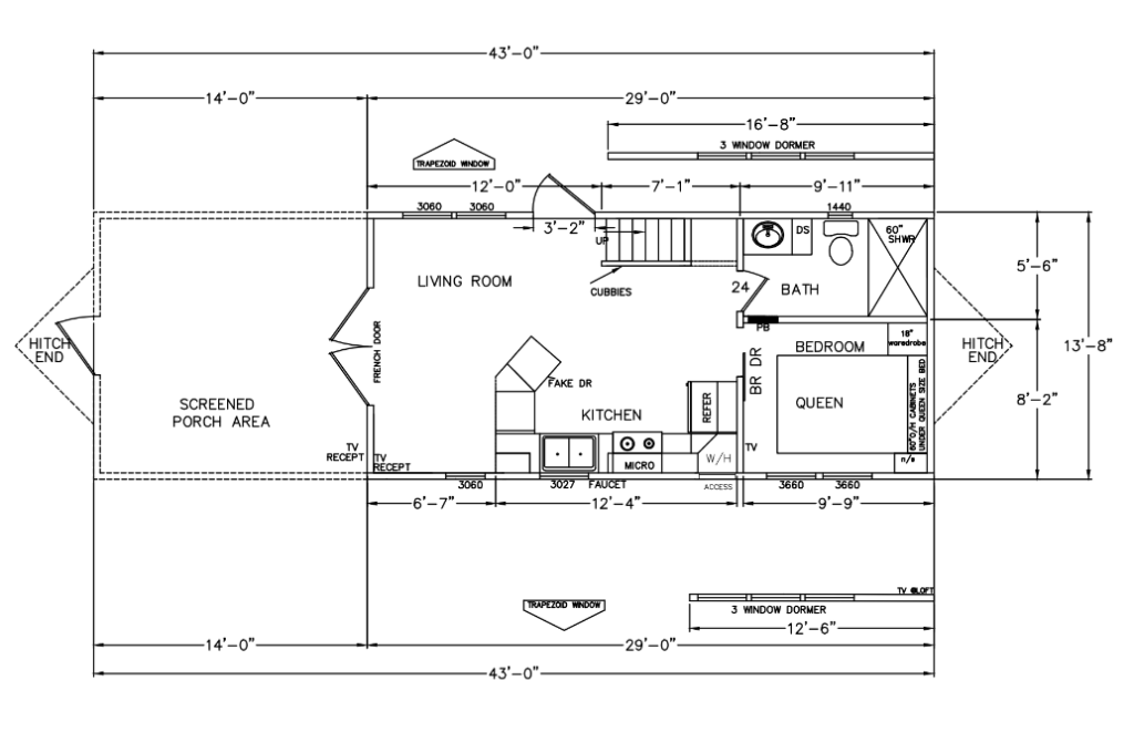 Floor plan for ***AVAILABLE NOW***THE RIDGE – $95,000 PLUS SALES TAX, TAG, TITLE & DELIVERY FEES