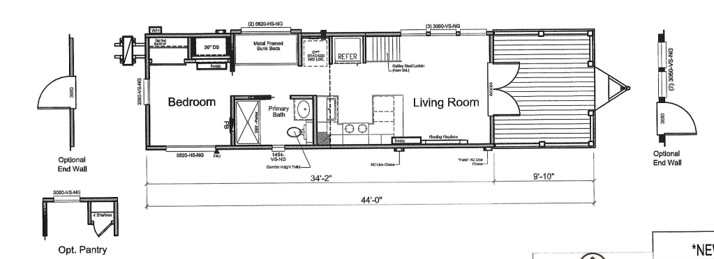 Floor plan for ***AVAILABLE NOW***HAPPY PLACE LOT 34 @ LITTLE RIVER ESCAPE – $124,000 + $551.25/MONTH LOT LEASE