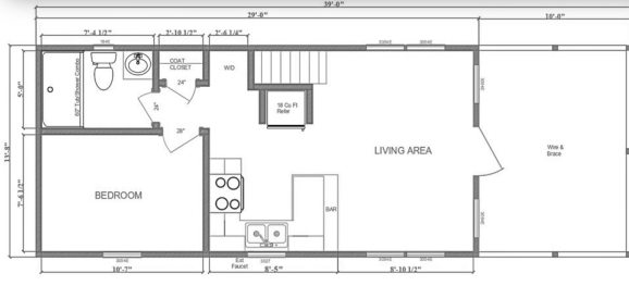 Floor plan for ***AVAILABLE NOW***MOUNTAIN VIEW CABIN-LOT 27 @ SILVER HILL ESCAPES-$119,000 + $495/MONTH LOT LEASE