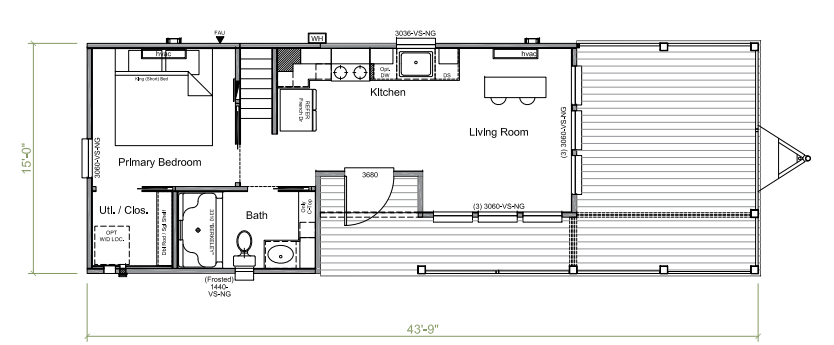Floor plan for ***AVAILABLE NOW***THE WHEELER – $121,800.00 – NOT INCLUDING SALES TAX, TAG, TITLE & DELIVERY FEE